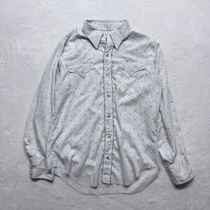 H‎ Bar C Western Shirt Mens 16 | 34 White Pearl Snap Long Sleeve Ranchwear